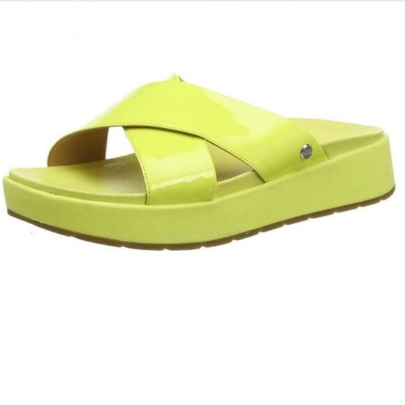 Ugg Emily Patent Leather Slides Yellow  Size 8.5 - Picture 2 of 11